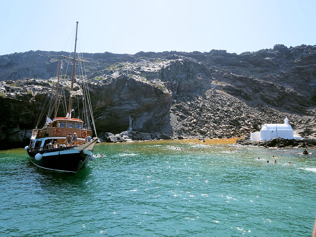 Oguchi T 小口 高 ネア カメニ島の日常的な火山 活動は 桜島ほど活発ではないようだが 激しい噴火も生じることが 溶岩の広がりや大きなパン皮状火山弾から理解できた 山頂の火口ではガスや水蒸気の噴出がみられた 海岸には温泉の噴出により水の色が