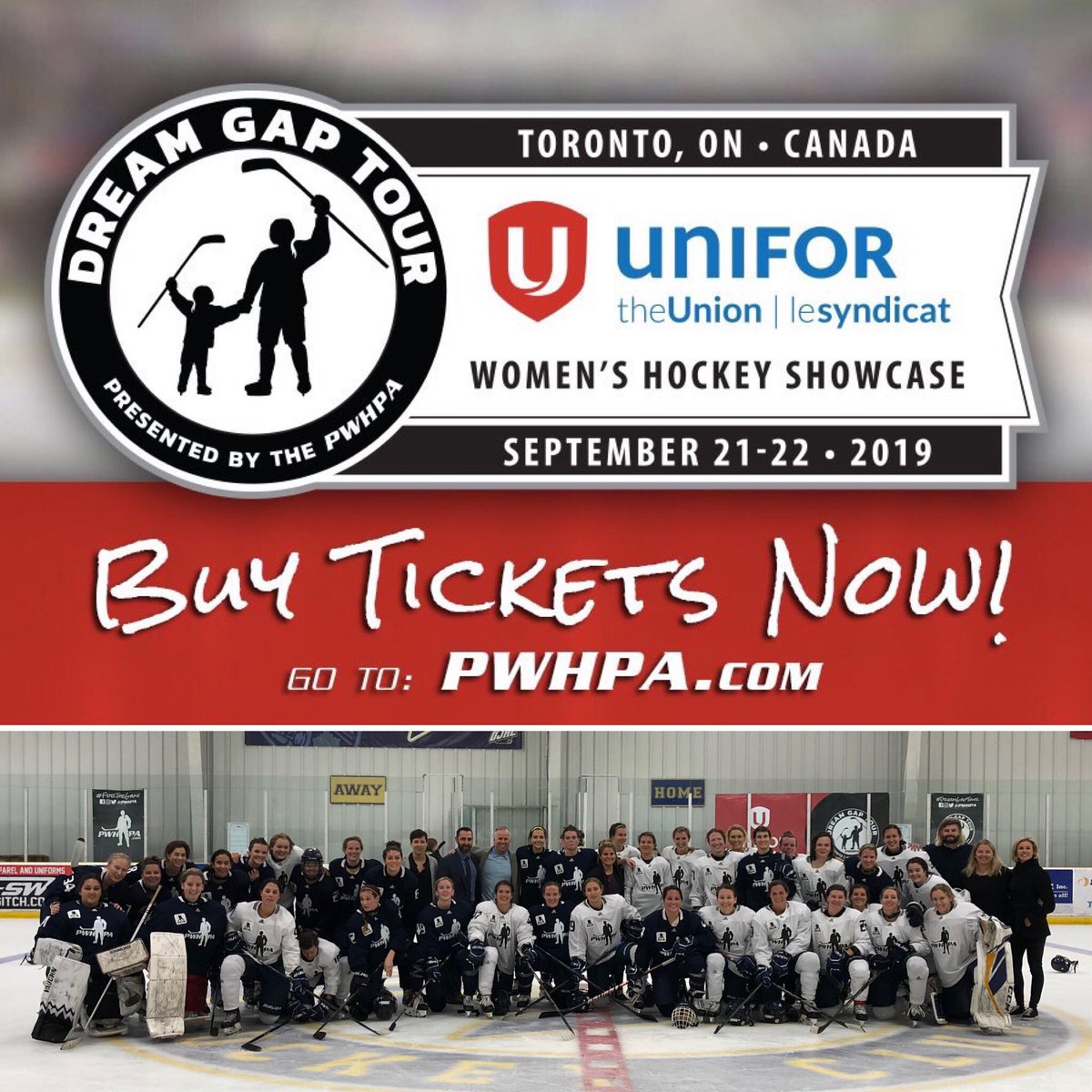If you missed the @PWHPA action on Saturday you’re in luck because there are 2 more games on Sunday! 9:30am and 12:30pm at <a href="/Westwoodarena/">Westwood Arena</a> . Tickets available online at PWHPA.com and at the door! #dreamgaptour