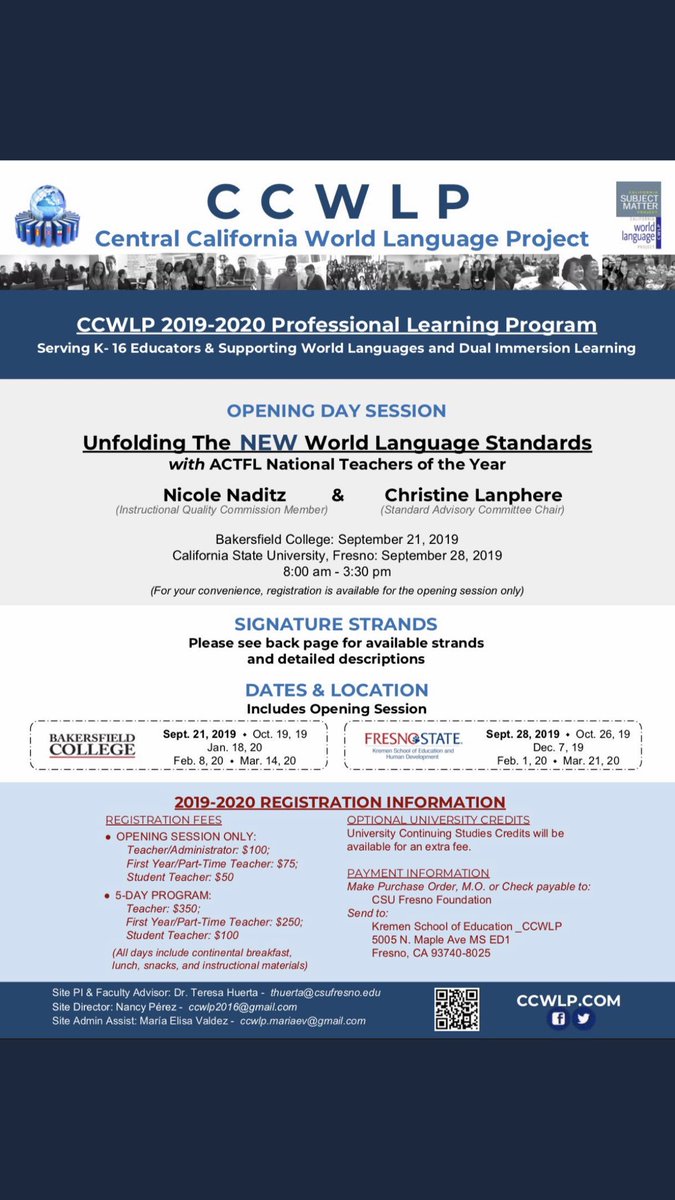 Dr_Elsie_Solis's tweet photo. What a great day @ccwlp workshop! Learned the new WL standards. There are still many WL, Dual Immersion, Spanish, Technology, etc...workshops available in Bakersfield and Fresno check out the link 😍🌎♥️🎉 https://t.co/zYnlgKIDhM… #worldlanguages #ccwlp #clta @PLNU @PLNUBake https://t.co/pgPTLW15CI