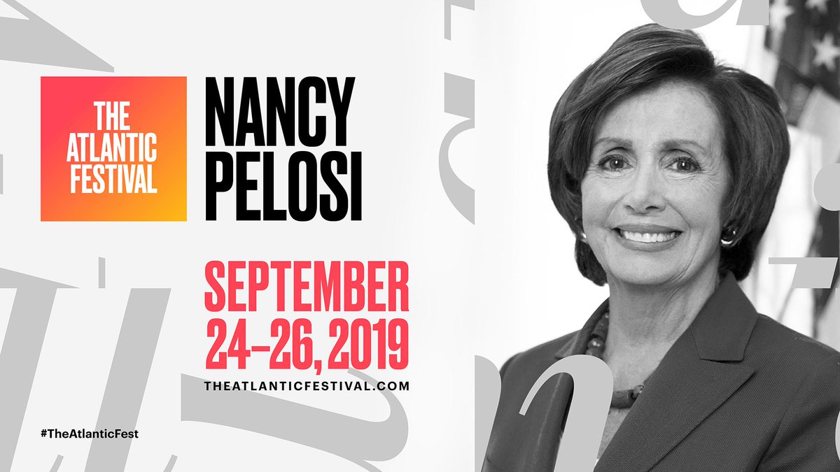.<a href="/SpeakerPelosi/">Nancy Pelosi</a> admits Trump isn't going to be a problem for her: trib.al/lPOtIRL

Next week, Pelosi will take the stage with other big names across industries. Purchase your tickets today: TheAtlanticFestival.com