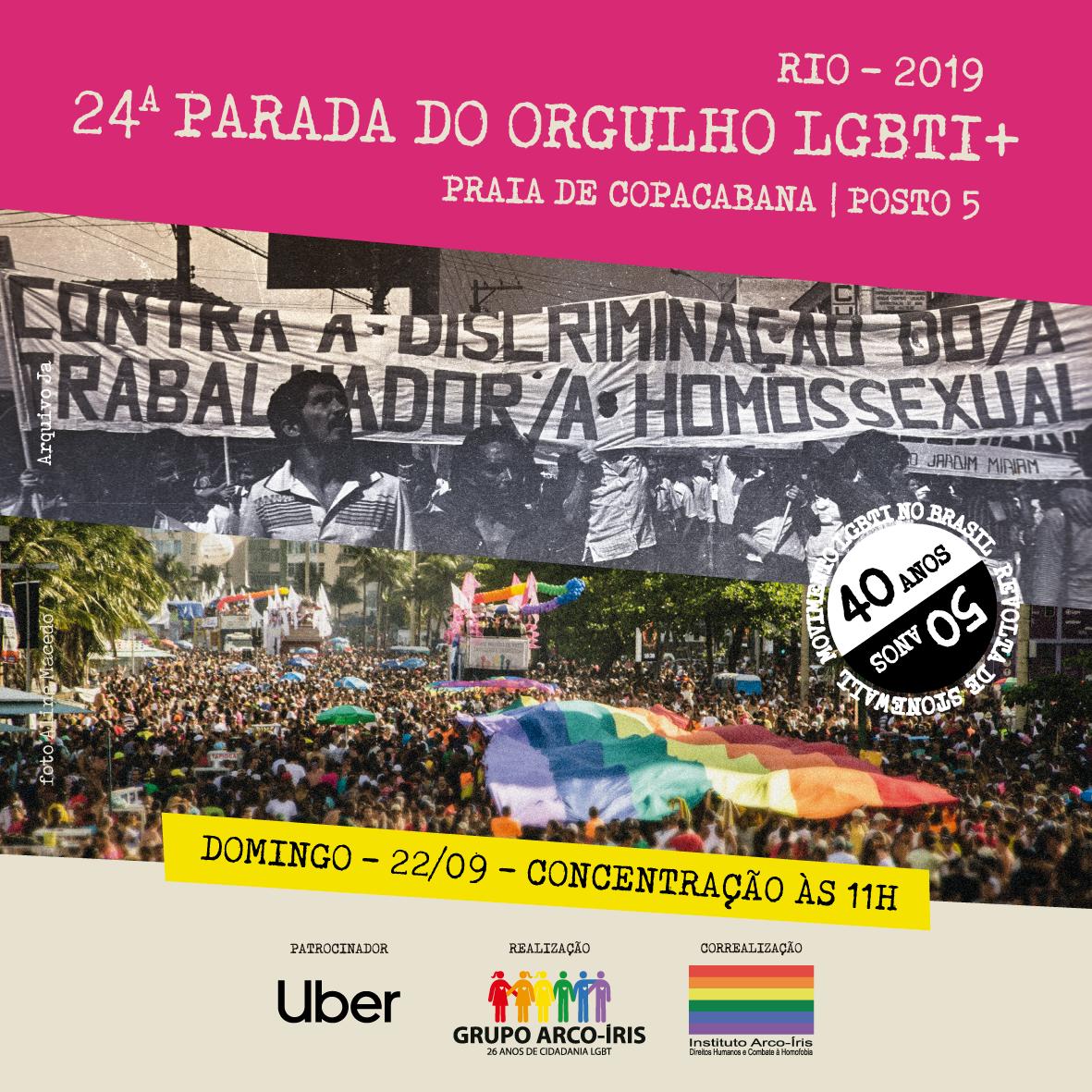 É HOJE!! Estaremos todxs unidxs pela visibilidade, direitos iguais e respeito. Vamos lotar a orla com a nossa voz e nossas cores? A Uber (@uber_br) é o aplicativo oficial da Parada do Orgulho LGBTI do Rio.
