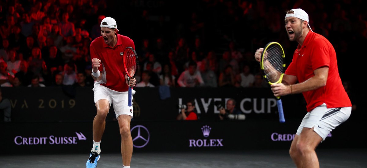 What a win for #TeamWorld! #WTTFamily 🔥👏😎

<a href="/nyempiretennis/">New York Empire</a> 🗽 star <a href="/JohnIsner/">John Isner</a> and Jack Sock give their squad an 8-7 lead over #TeamEurope with a 5-7 6-4 10-8 win over Federer/Tsitsipas!