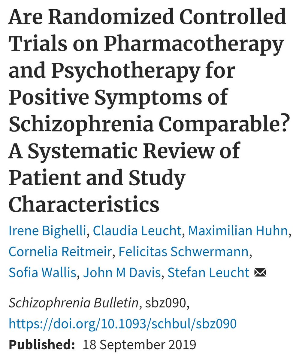 Our latest #systematic review in the debate about pharmacotherapy and #psychotherapy for #schizophrenia.

academic.oup.com/schizophreniab…