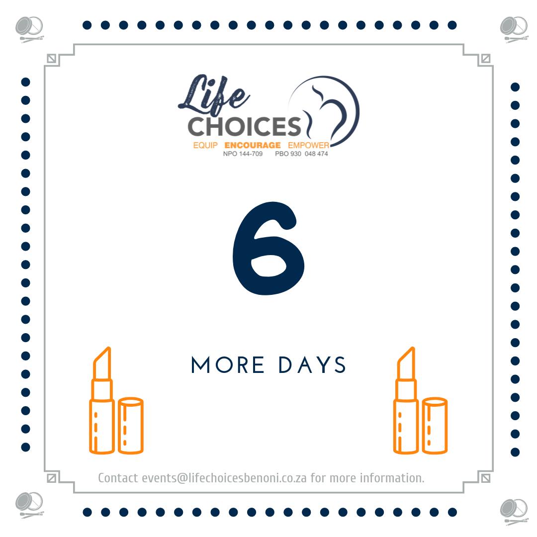 lifechoicesben's tweet photo. Six more days till our make up workshop :). Have you booked your ticket yet? If not click on this link to book now https://t.co/kMmDdx9SrK Tickets close on the 23 September. You don't want to miss out.  #benonievents #supportacause #npo #lifechoicesbenoni #makingadifference https://t.co/klo7nu7ycE