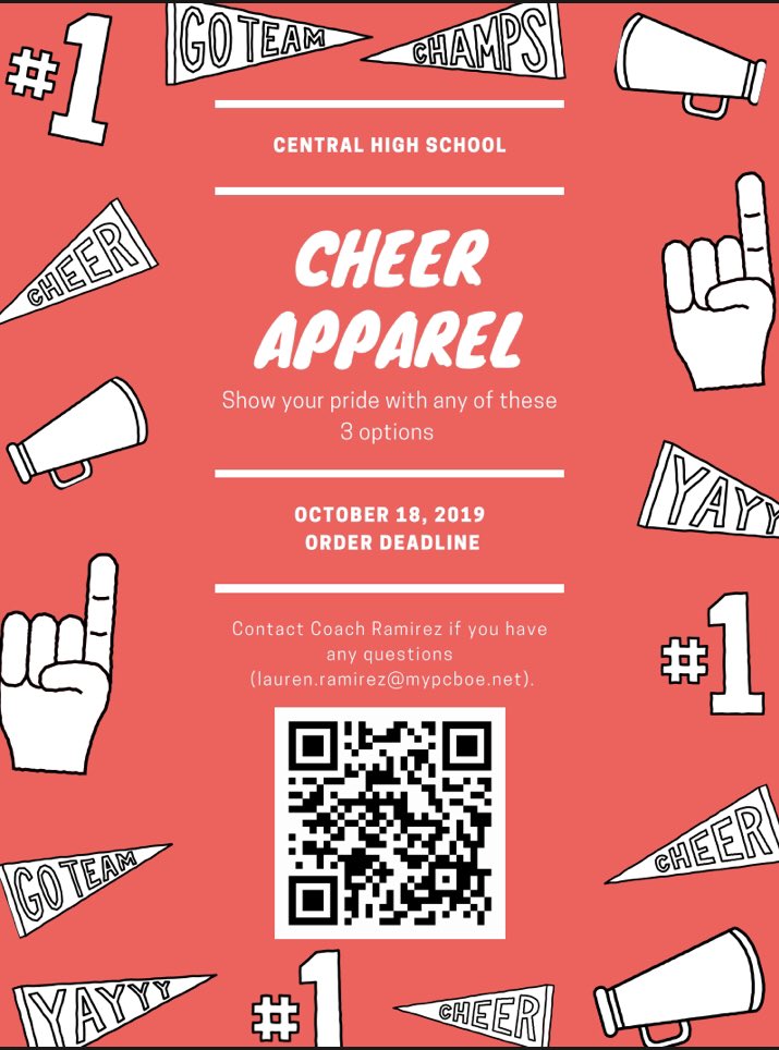 PCBOE's tweet photo. RT CentralRedDevil "🚨Calling all cheer parents in the district and CHS Cheer alum...now is your chance to get some CENTRAL CHEER GEAR. 🚨 Help support the varsity cheerleaders and support our cheer program as a whole! 🖤❤️

Here is the link to the form… https://t.co/qlogfIlaSA"