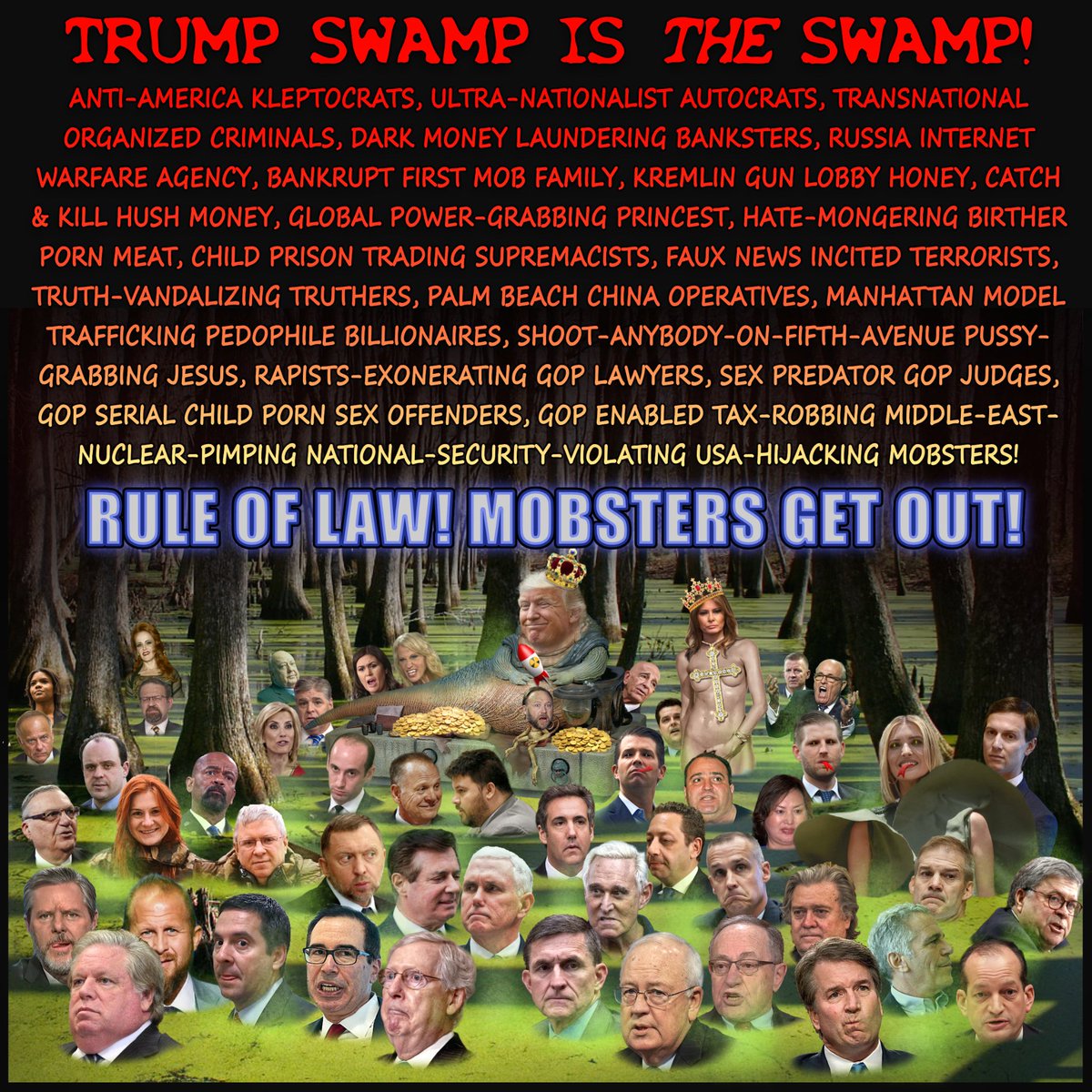 freedom_memes's tweet photo. #TrumpSwamp boss Donald plagiarized devil Mussolini's "drenare la palude" (#DrainTheSwamp). The whole planet ๐คฃ๐น๐ https://t.co/I9eWDLI7gV