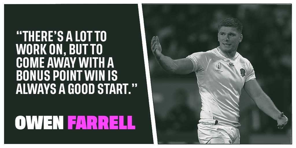 Captain <a href="/owen_faz/">Owen Farrell</a> pleased with the win, but the best is yet to come from England at #RWC2019 

➡ bit.ly/2ktIhoW 

#ENGvTGA #CarryThemHome