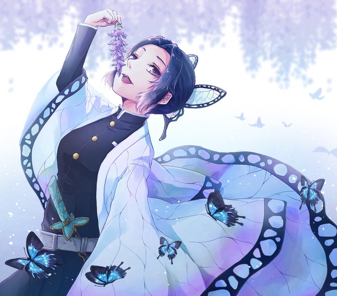 cさんがTwitterに投稿した胡蝶しのぶ(鬼滅の刃)のイラスト。