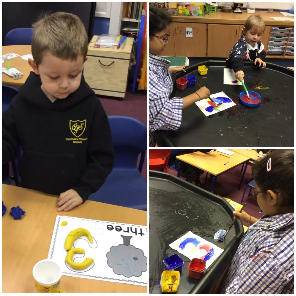 MissMcLean0902's tweet photo. Childrenโs choice of number activities seemed to mostly focus on formation.
However, some made their own dice games. R and E made a game to see who would roll the highest/lowest number and some made a number line for them jump along. #funwithnumber https://t.co/f3SlRtLOOB