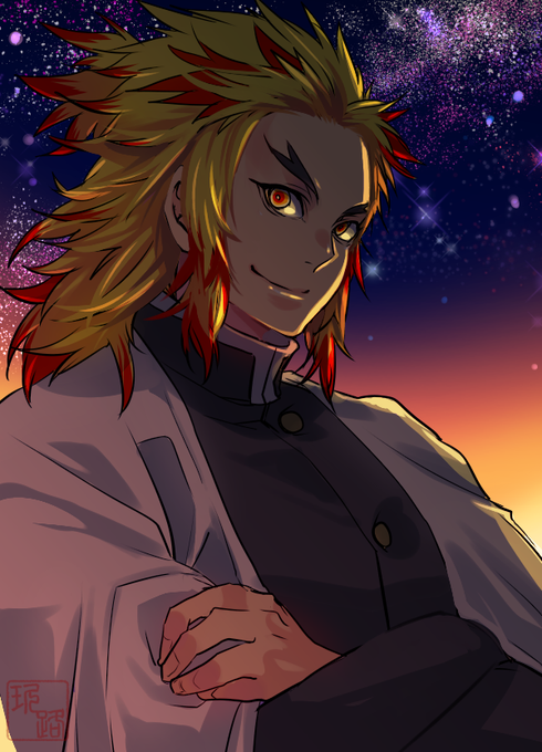 玖路咲さんがTwitterに投稿した煉獄杏寿郎(鬼滅の刃)のイラスト。