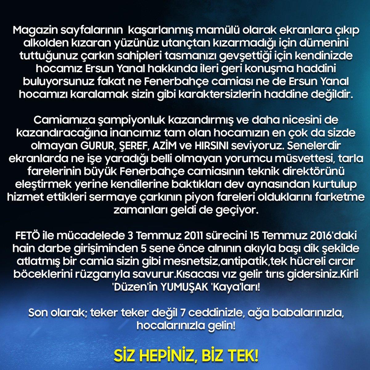 FENERBAHÇE BÜYÜK LOKMADIR!
#GençFenerbahçeliler