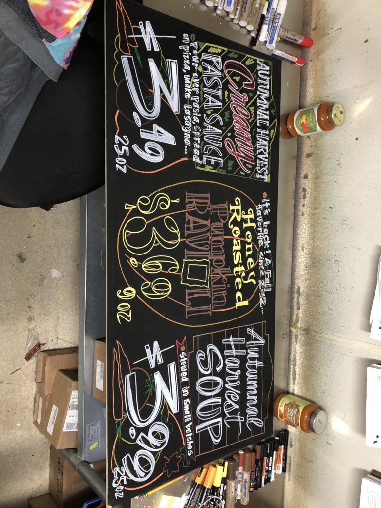 jenicaviolet's tweet photo. In progress... that new chalkboard at work #SignArt #VisualStoryteller #ZigPosterman #ZigWoodcraft #UniPosca https://t.co/yFK4CO7z4K