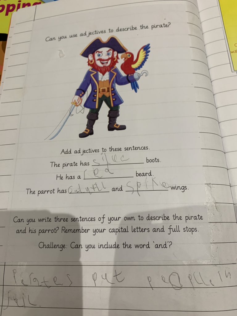 mrsrichardspa's tweet image. Sunday morning homework. I enjoyed helping with one more than the other this week! 🙈 #settingdescription #bookofchoice #thefoxgirlandthewhitegazelle @VicsWilliamson #year4 #year1 #mumlife #THREEsentences #laughs