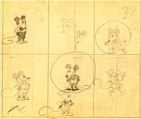 23- Un des premiers dessins de Mickey Mouse par Walt Disney. C'était en 1928, pour le court-métrage « Steamboat Willie ».