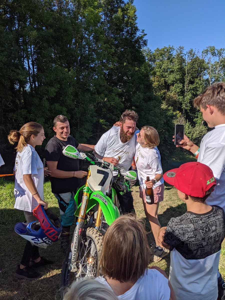 rubydwarf's tweet photo. Yesterday was one of the best days of this year 😍 my dear @lukaselmer secured the motocross National MX1 championship in the final race 🔥 all the hard work paid off! The party that followed was 🍌s. I love to be your mechanic and can't wait for the next season 👩‍🔧 https://t.co/Qvf5TjjDVS