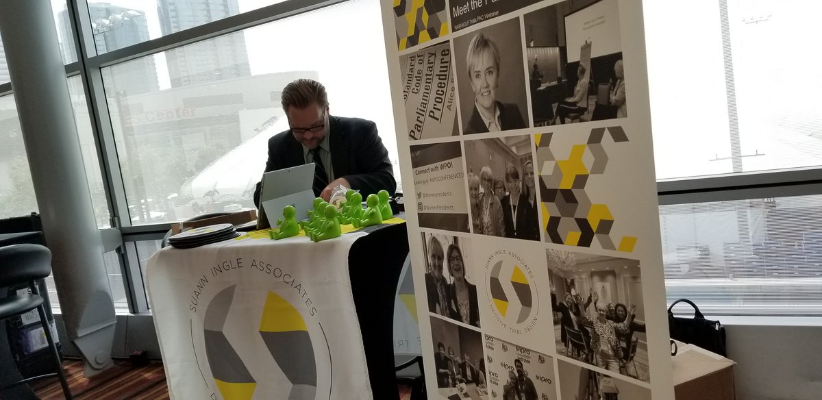SuannIngle's tweet photo. Putting the finishing touches on our display at #NAMWOLFinLA. So happy to be here among these driven and stellar practitioners making diversity and inclusion happen at vital levels. #athomeinthecourtoom #namwolf #decisivetrialdesign #goteamgo https://t.co/MsuXBtnrkd