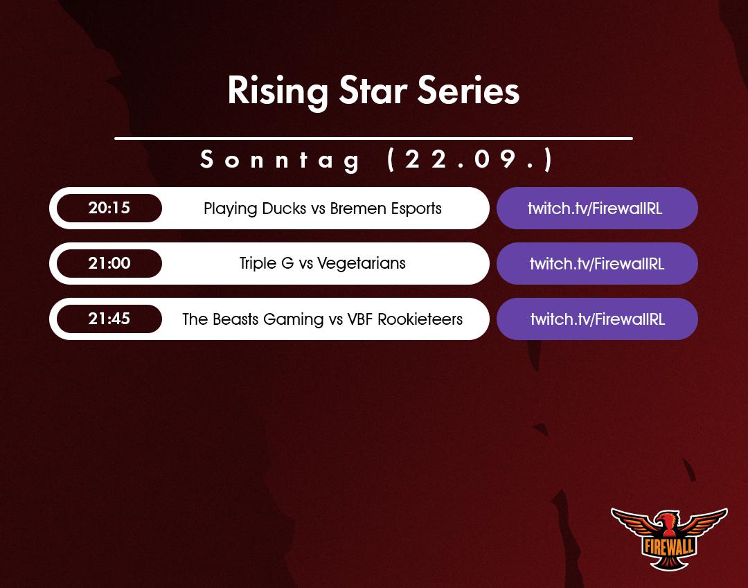 TeamFireWallRL's tweet photo. Heute Abend sind wir wieder mit einem Cast der @RisingStarsRL live! In der 3. Spielwoche schauen wir auf folgende Matches:
⏩ @PlayingDucks vs @bremen_esports
⏩ Triple G vs Vegetarians
⏩ @thebeastsgaming vs @VBFeSports
🎙 @ArneLoeffler @vel72027
📺 https://t.co/R07N7qITU7 https://t.co/iHAsCa7WEs
