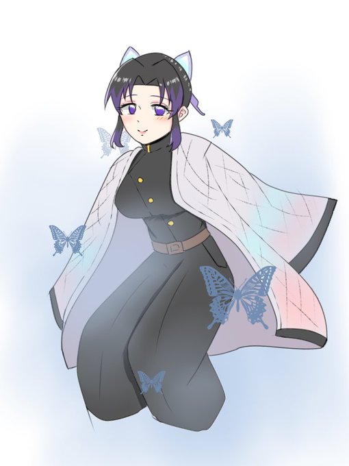 なつきさんがTwitterに投稿した胡蝶しのぶ(鬼滅の刃)のイラスト。