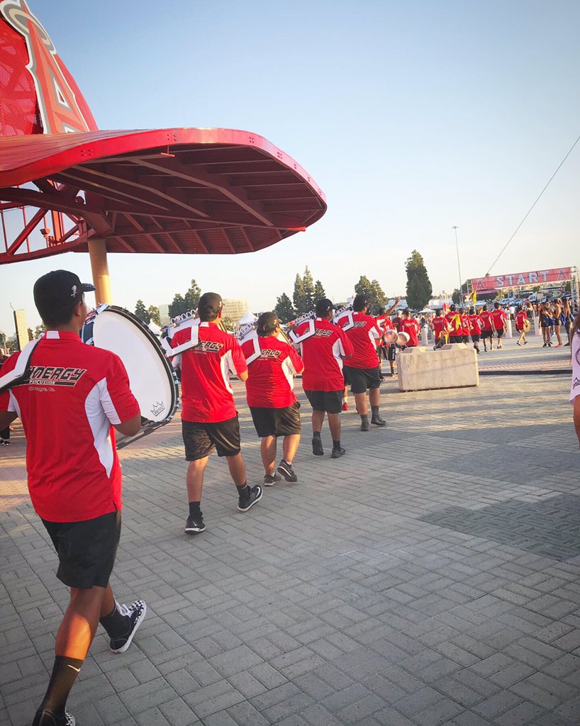MillikanHSMB's tweet photo. We’re proud of our #millikanRams, who performed yesterday with #SynergyPercussion at the #LighttheNight event at Angels Stadium. #LightTheNight is an annual fundraiser for The Leukemia &amp; Lymphoma Society's (LLS). https://t.co/rYazMvoaz8
