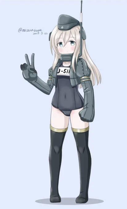 #艦これ版深夜の真剣お絵描き60分一本勝負
#艦これ版真剣お絵描き60分一本勝負_20190922
#U511
ユーロちゃん 