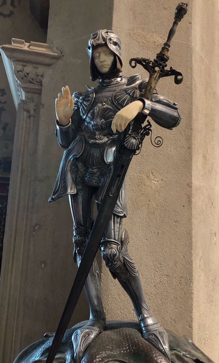 mutley7781's tweet photo. @TheCCT The #AlfredGilbert (1892) statue of St George, #Sandringham (#KingsLynn) Church
A version of one on the tomb of 28 year old Duke of Clarence.
I particularly like the attention to detail, with as much attention paid by the sculptor to the back as to the front.
#SeptemberSaints https://t.co/Ts4GMd56lQ