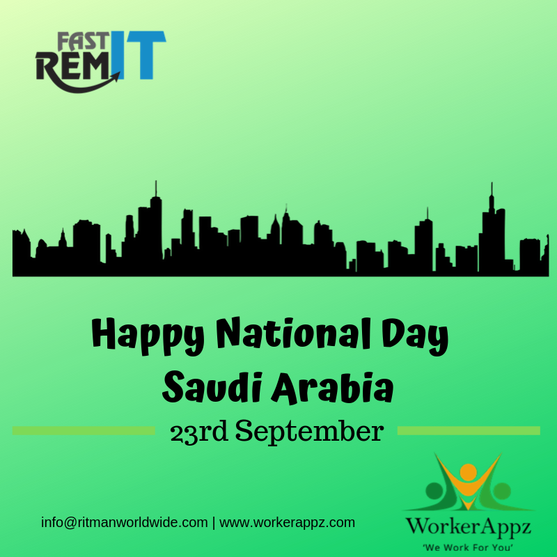 workerappz's tweet photo. Fast Remit wishes you all Happy National Day #SaudiArabia #ksa #saudinationalday #saudinationalday89 #saudinationalday2019 #fastremit #workerappz #moneytransfer #billpayments #mobiletopups #homeremittance #remittance #remittances #money #banktransfer #bank #cashpickup https://t.co/Ox2HfyuHHP