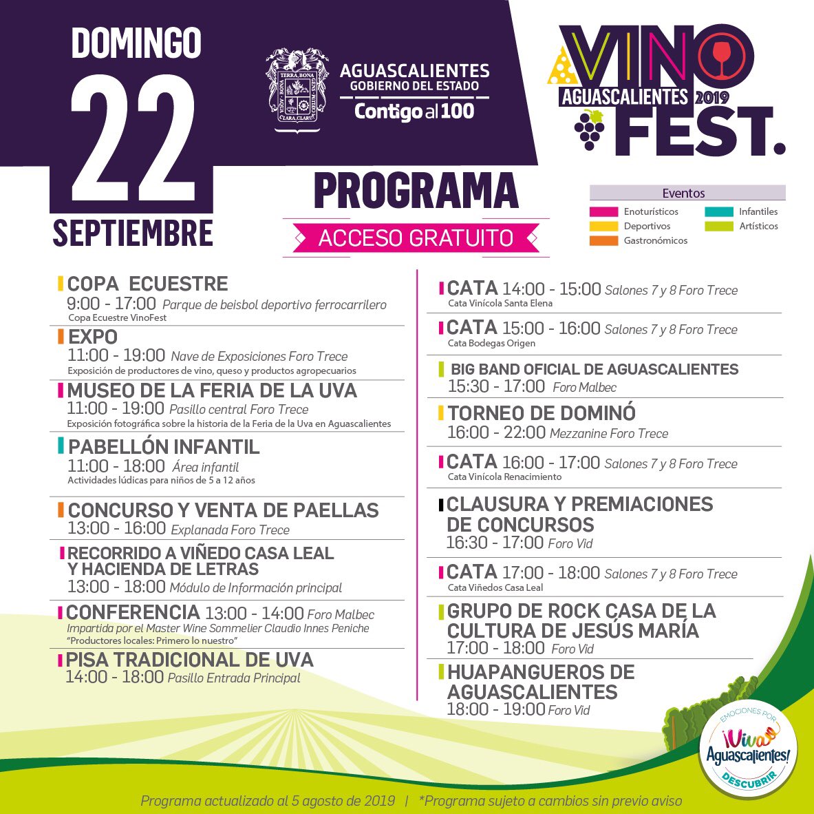 Aguascalientes's tweet photo. Hoy Domingo 23 tenemos muchas actividades para la Familia en el #VinoFest2019
Te esperamos en Complejo Tres Centurias para vivir la emoción de la cultura vinícola aquí en #Aguascalientes
ACCESO GRATUITO https://t.co/3TsXw0Wfzb