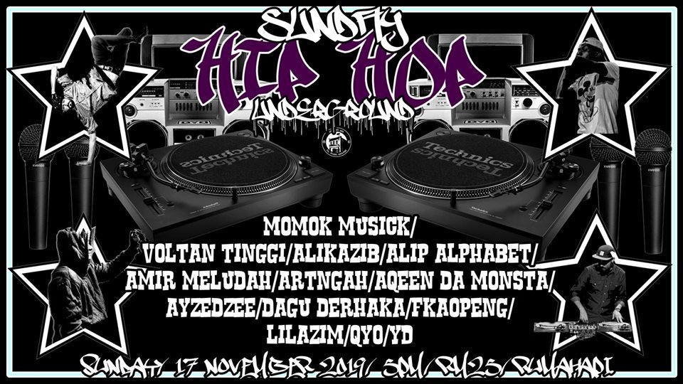 Jenn_Thompson's tweet photo. #KL SUNDAY November17, 2019 SUNDAY HIP-HOP UNDERGROUND 830pm RumahApi (A-1804, MenaraA, Persiaran MPAJ) #PandanIndah ft. #MomokMusick #VoltanTinggi #Alikazib @AlipAlphabet @amirmeludah #Artngah #AqeenTheMonsta @ayzedzee @MHDDNN (DaguDerhaka) #Fkopeng #LilAzim #Qyo #YD https://t.co/n52ZO9g8Hy