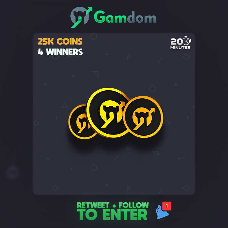 gamdom's tweet photo. 100,000 Coins Giveaway 💰✨

To enter:
- RT &amp; Like
- Follow our Twitter
- Join the 1m+ Volcano in 45 minutes: https://t.co/GukSzTPorK

4 winners will receive 25,000 coins each.
Ends in 20 minutes - good luck! 🤞 https://t.co/b8Z56dsyuU