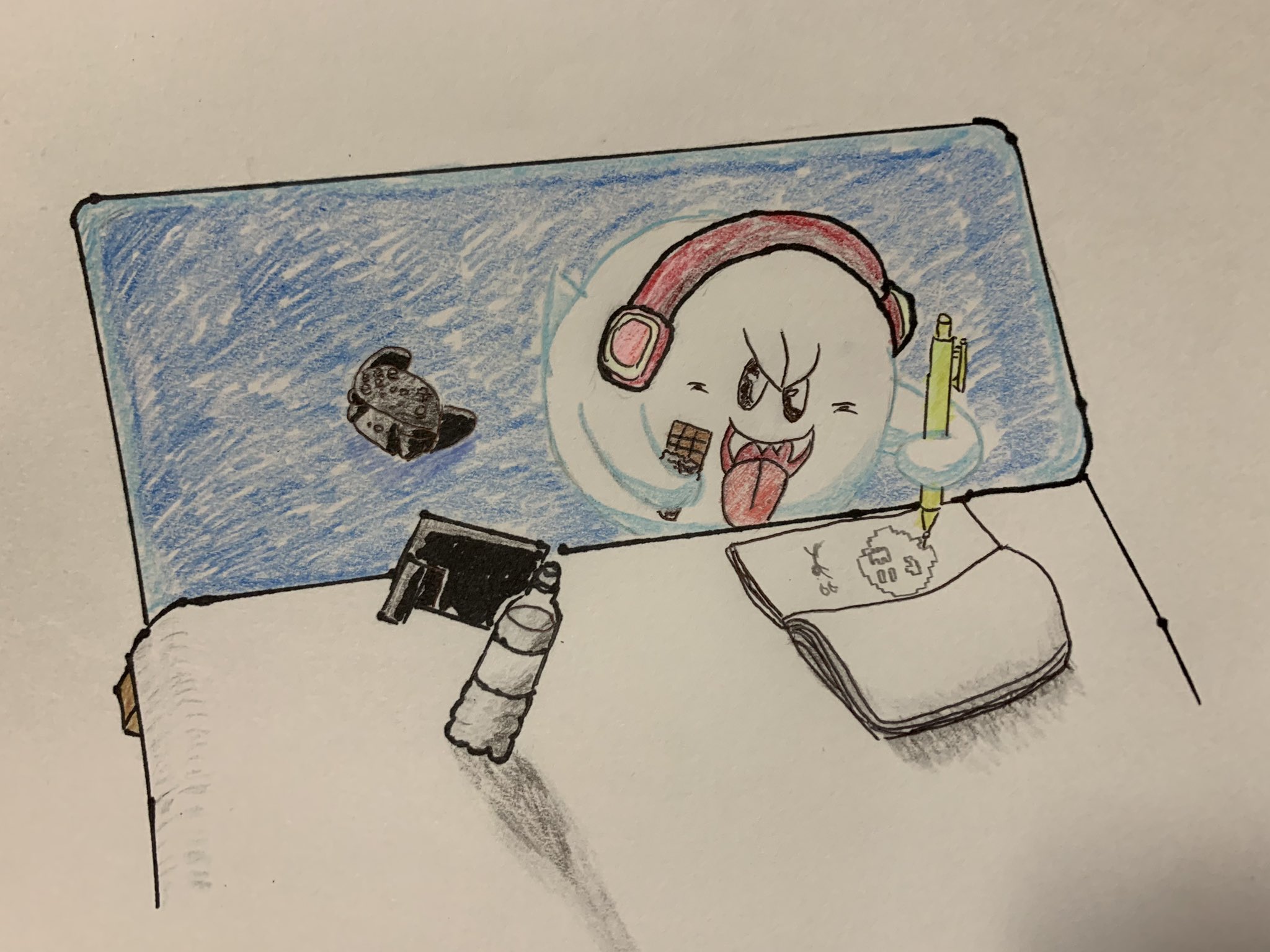 ドットテレサ 固定ツイートに使う絵の1枚完成 色が付いてると凄くいいね 手描き イラスト アナログ絵 色鉛筆画 テレサ