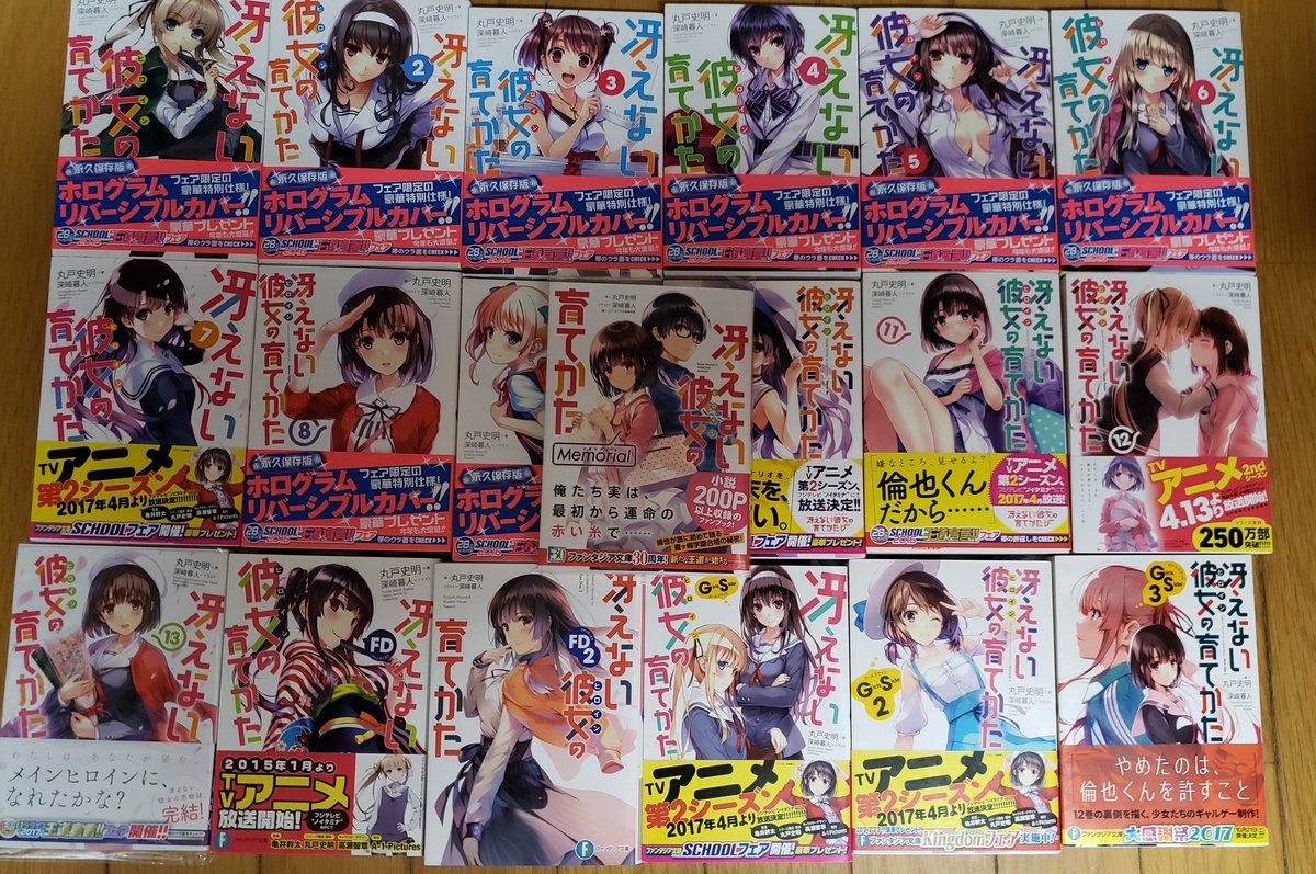 湊唯梨 ゆいしー Vtuber始めました 冴えない彼女の育てかた 全巻集合写真 因みにmemorialは2冊あります 加藤恵生誕祭19 加藤恵誕生祭19 冴えない彼女の育てかた