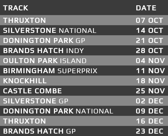 SuperTouringSR's tweet photo. Here is the calendar for the STSR 1991 British Touring Car Championship kicking off 07 October with Thruxton! https://t.co/zSb4o5ne1K