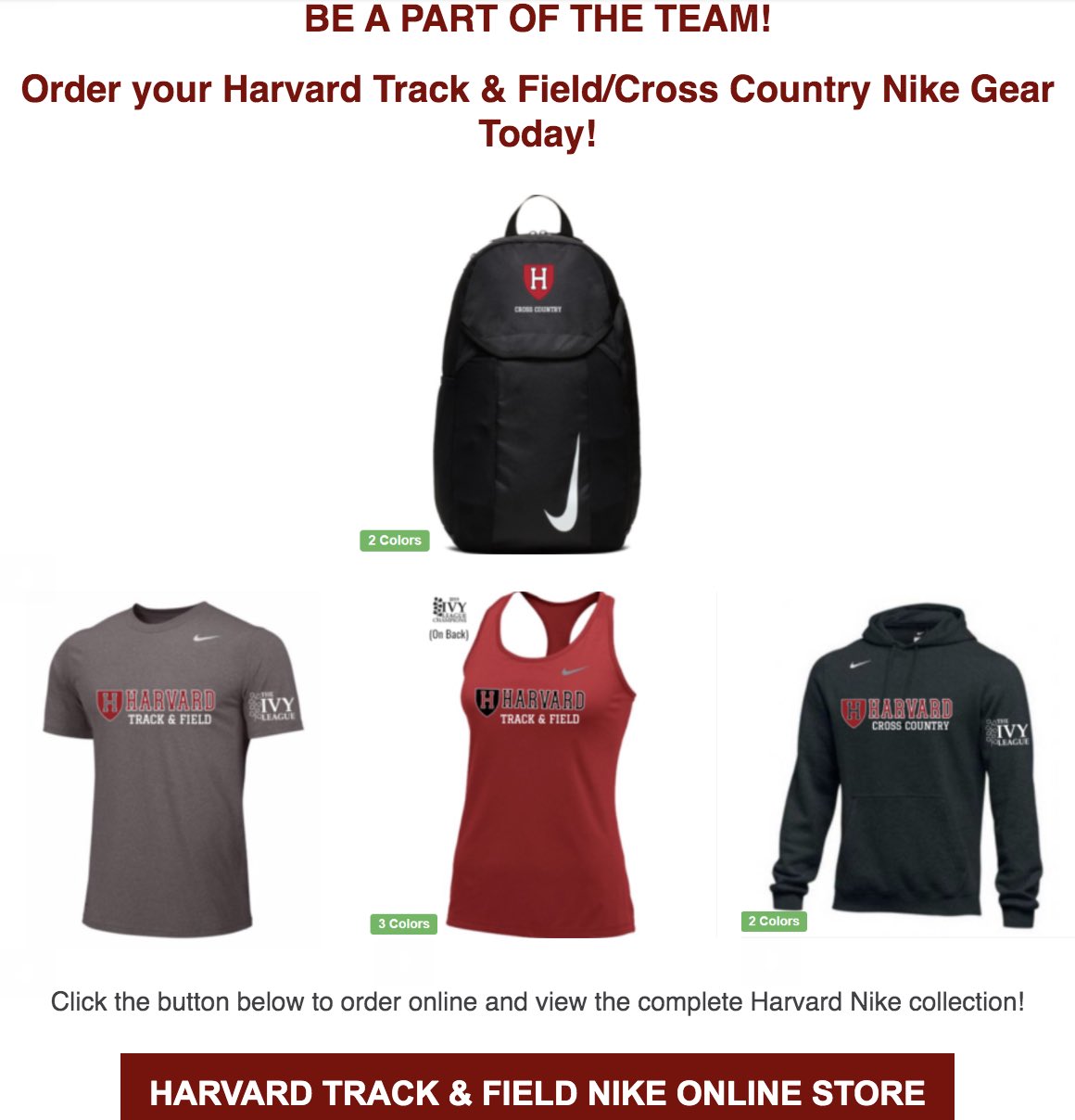 harvard nike apparel