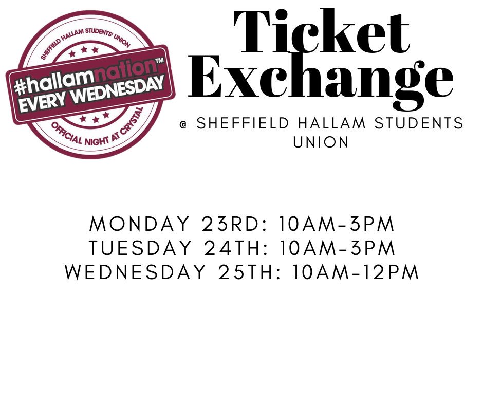Information regarding the ticket exchange taking place this week! Make sure you go and swap your ticket for a wristband ready for our AMAZING Block Party🔥

Still don’t have your tickets? bit.ly/HNFreshers19