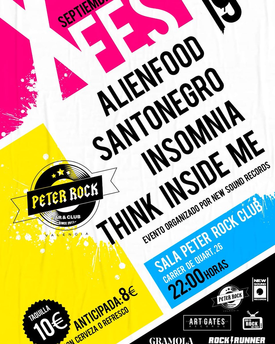 SantoNegroVLC's tweet image. ¡¡Xfest!!
El festival que no te puedes perder. El 28 de septiembre estaremos junto a los grandes #alienfood , #insomnia y @Think_Inside_Me en @PeterRockClub
¡¡Let's go!!
@ArtGatesRecords @ROCKRUNNER_ #lagramoladeKeith @queelrocknopare #Newsoundrecords