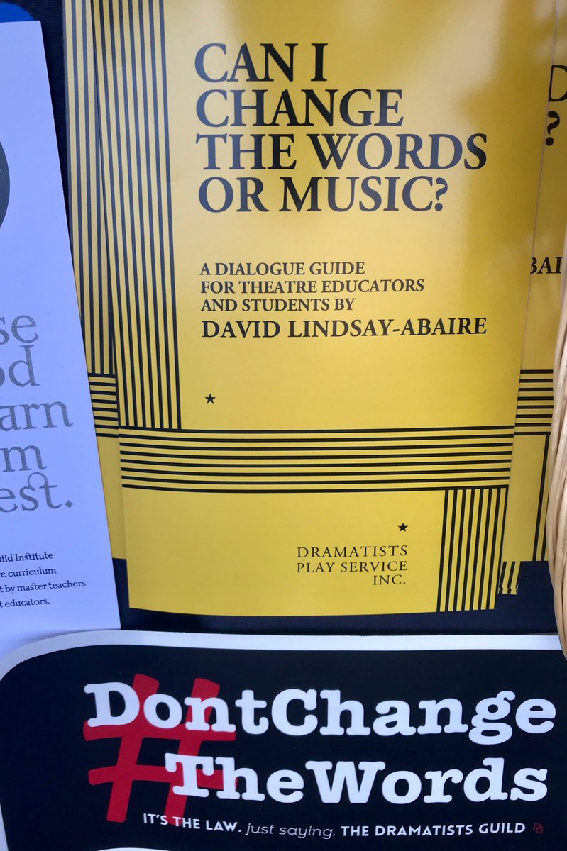 dramatistsguild's tweet image. In addition to selling signed playbills, posters, and cds here at @BCEFA Broadway Flea, we are also giving out FREE copies of @lindsayabaire’s CAN I CHANGE THE WORDS OR MUSIC @DramatistsPlayS style script. Come get your copy today! #DontChangeTheWords