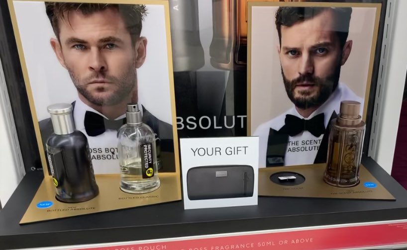 FSOG_GER's tweet image. Love that they put #ChrisHemsworth next to #JamieDornan #BossTheScent