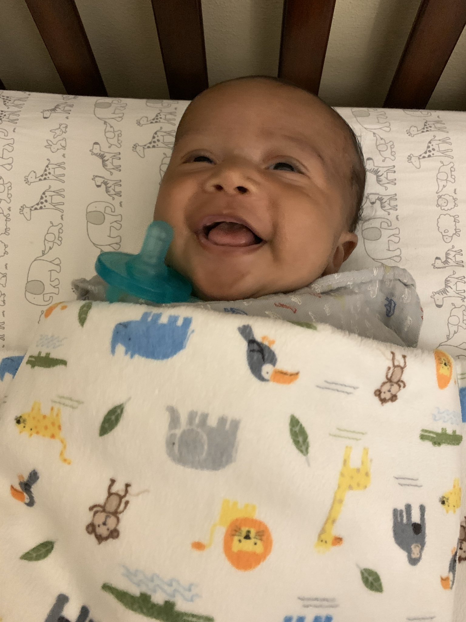 Dead weight sleep when I’m holding him until I lay him in his crib and this is how he looks at me when I tell him to go back to sleep. Smh https://t.co/uz4oOC5MrC