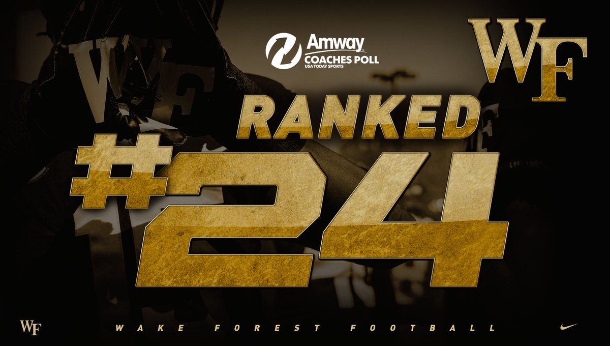 WakeFB's tweet image. The Deacs are ranked #24 in the Coaches Poll! 🎩