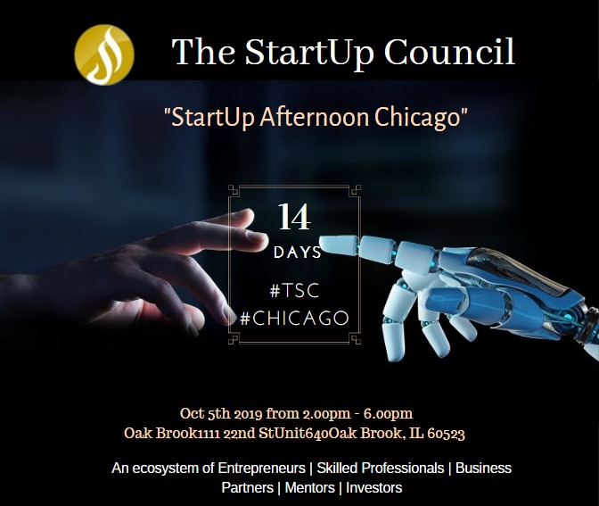 TStartUpCouncil's tweet photo. An excellent opportunity for people living in and around the Chicago area!

A "Startup Afternoon" in Chicago, on October 5th, from 2:00 - 5:00 PM CDT.

Event Registration Link:
https://t.co/9qXTM41Bnr https://t.co/iIwX1HdCXI