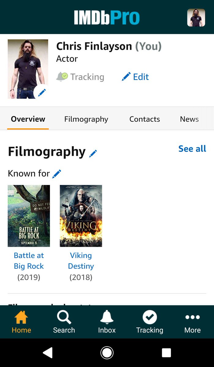 This is a HUGE personal achievement for me.
My <a href="/IMDb/">IMDb</a> profile.
First with the #Netflix #vikingdestiny and now the newly added #JurassicWorld #BattleAtBigRock Wow. Just wow.
Thanks to <a href="/colintrevorrow/">Colin Trevorrow</a> for casting me as Greg🦖👌