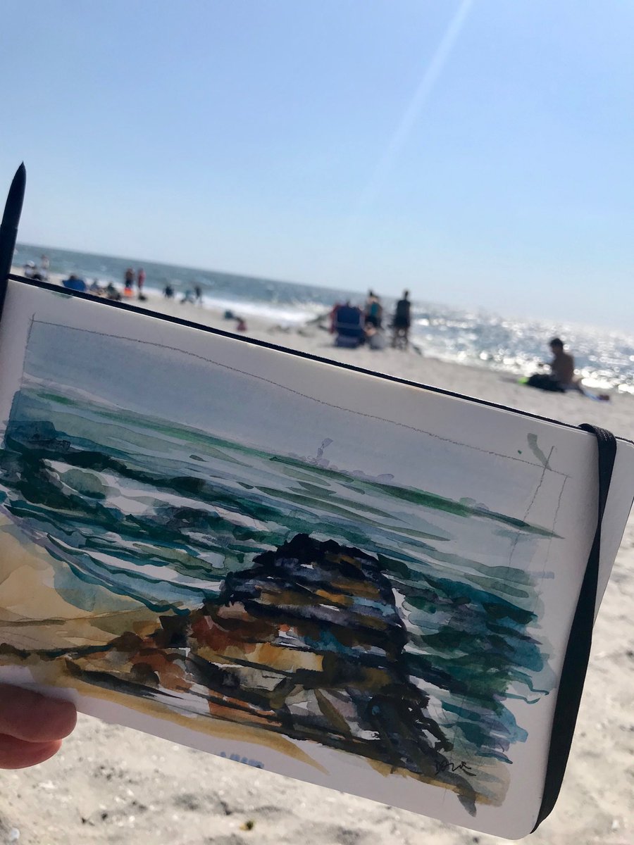 DorasPaintDrips's tweet photo. #Workinghard #watercolor #seascape #beachstudio https://t.co/qKtKnTiHC4