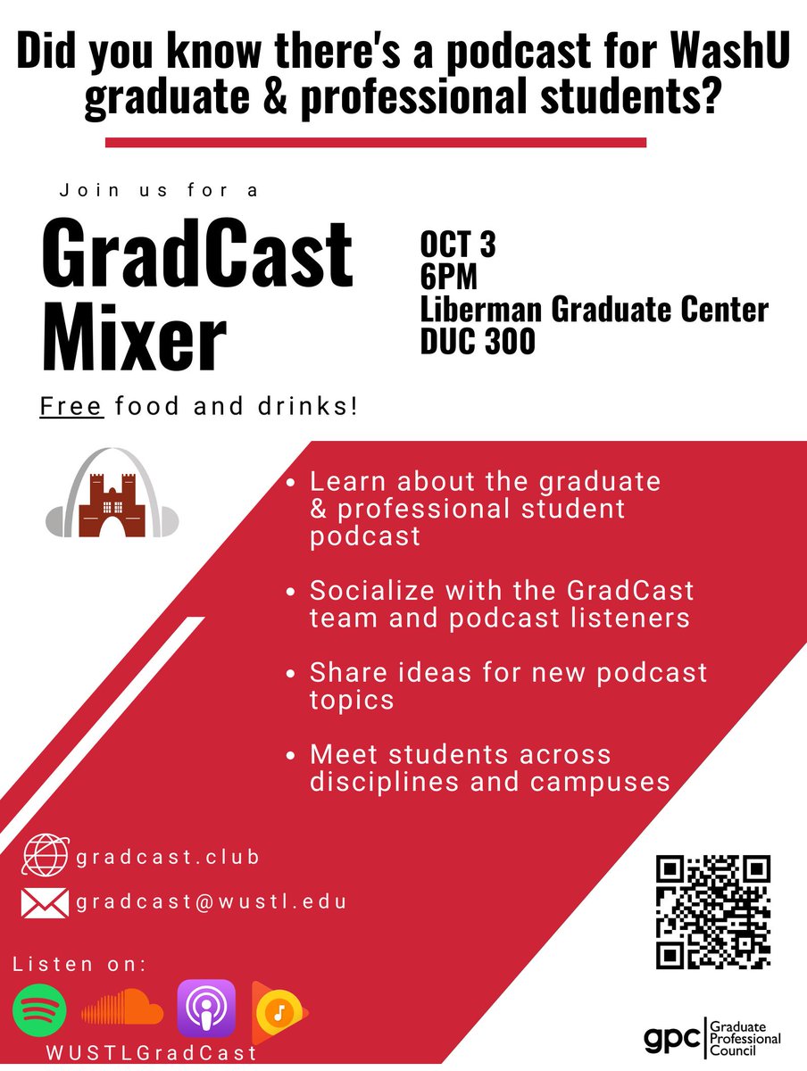 GradCastWUSTL's tweet photo. Mark your calendars for the GradCast Mixer on Oct 3rd! https://t.co/omJ0NkIQwb