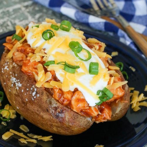 Shredded bbq chicken baked potatoes tonight. Plus, @casejwoodard is going to deliver the message! Join us at the AMP Station at 7:30. #getamped