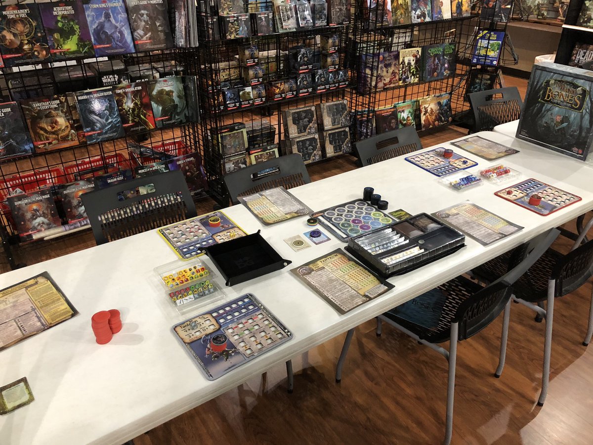EVVEnvoy's tweet photo. I am at @EvGamingGuild again today for Too Many Bones by @ChipTheoryGames!  Come learn a great game!  @DexEnvoy #TooManyBones https://t.co/eAOtFcqXda
