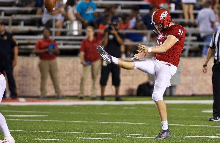 OVC Football 🏈 Co-Specialist of the Week: <a href="/JSUGamecocks/">Jax State Athletics</a> punter Jason Pierce (<a href="/Jasonnpiercee/">Jason Pierce</a>)

• Punted 5 times for an average of 41.4 yards; put 2 punts inside the North Alabama 2-yard line and had a long of 54 yards.

#FearTheBeak