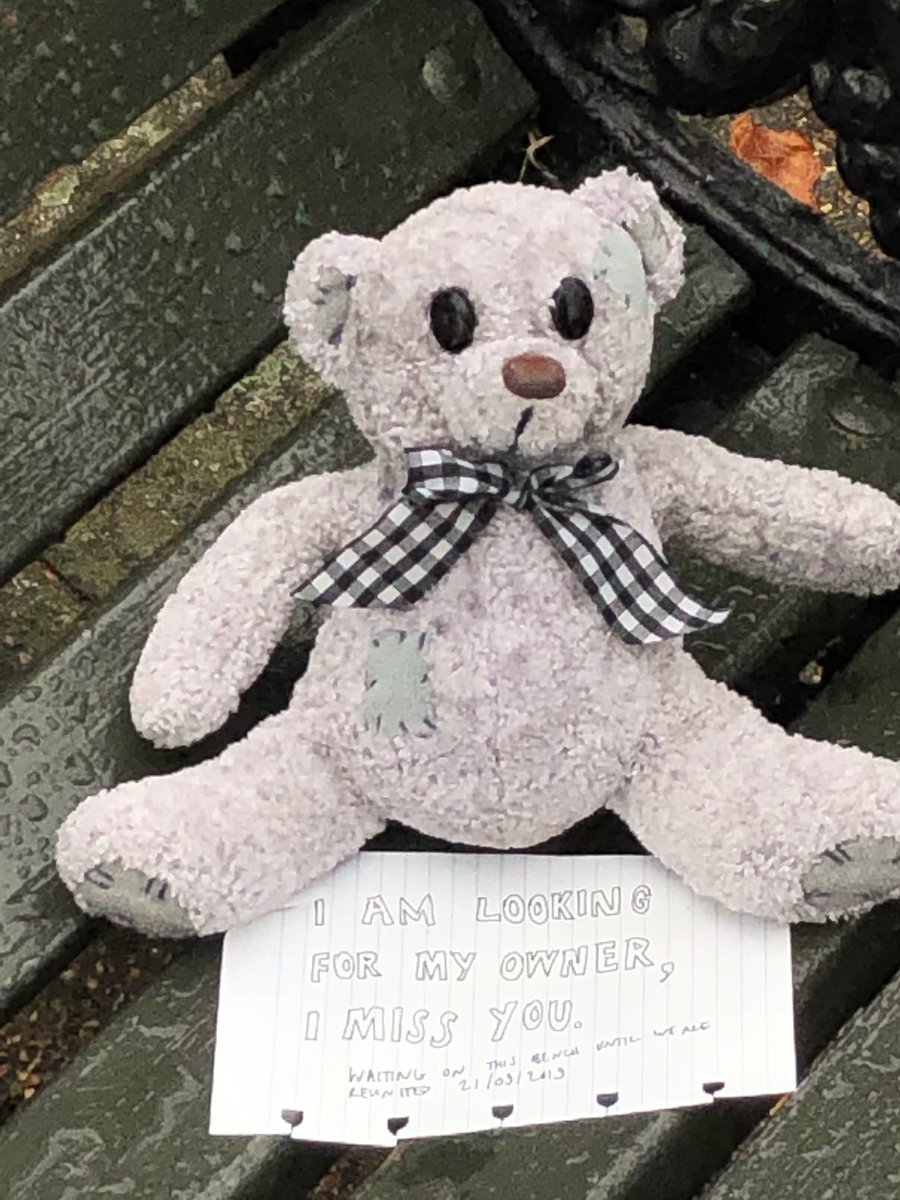 HS_1940's tweet photo. This bear in the park outside Kensington palace! 🥰 Does any know who it belongs to? #findmyowner https://t.co/OjvDndFV76