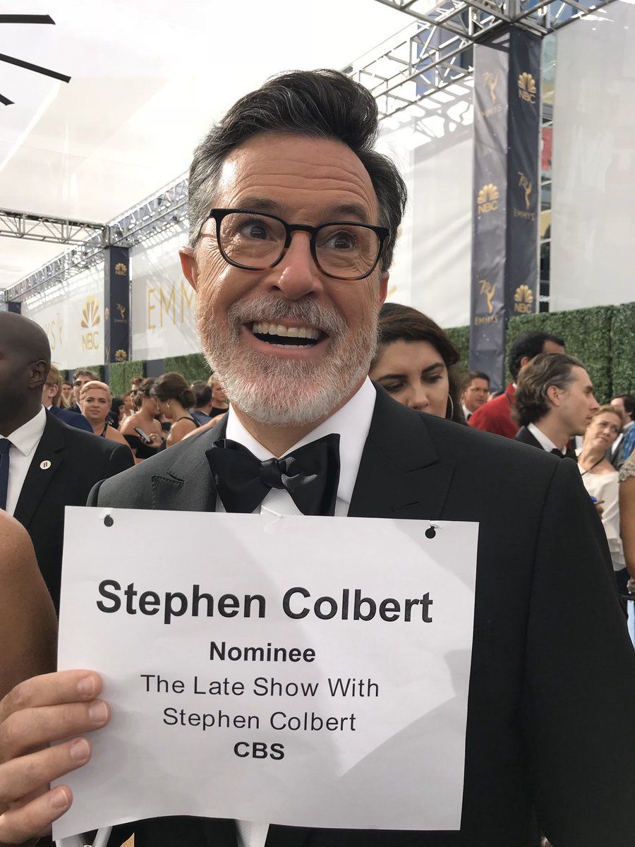 colbertlateshow's tweet photo. A year ago at the #Emmys, long live the #Colbeard 😭 https://t.co/G48TlU84xY