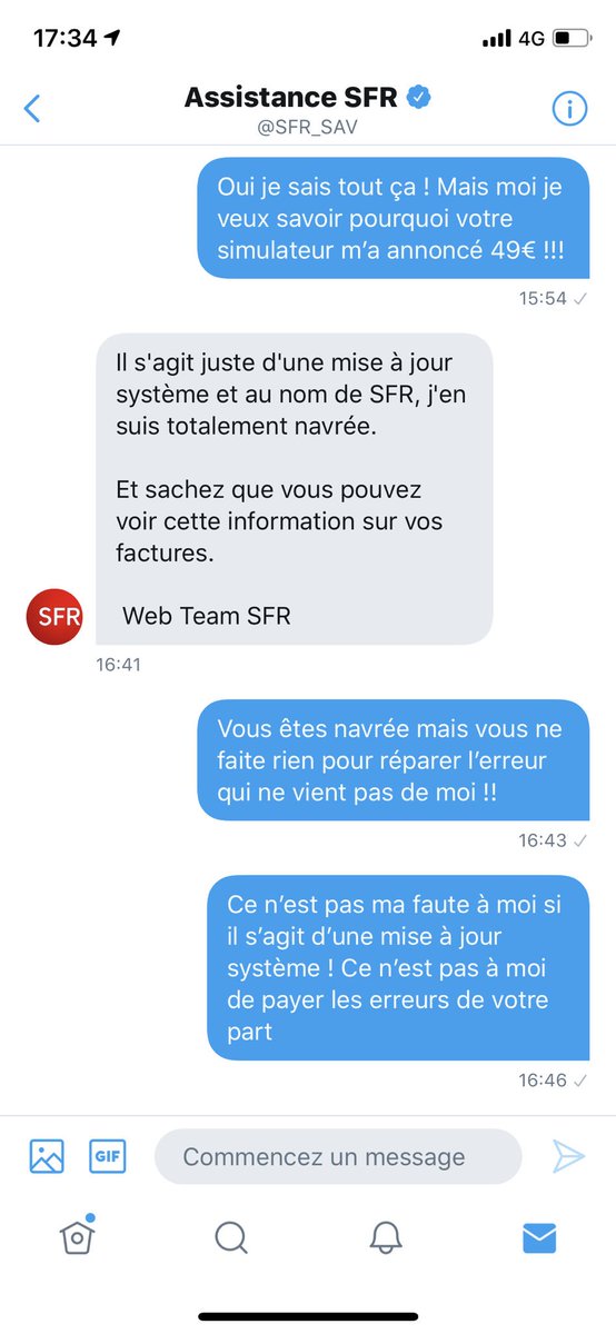 Tiffanyraphael's tweet photo. @SFR une facture à 500€ à cause d’une mise à jour système quand j’ai simulé mes frais de départ ? À moi de payer vos erreurs ?? Attention si vous quittez sfr ! La simulation donnée est totalement fausse !! Sfr merde monumentale de A à Z !! https://t.co/zaK2hCWSV4