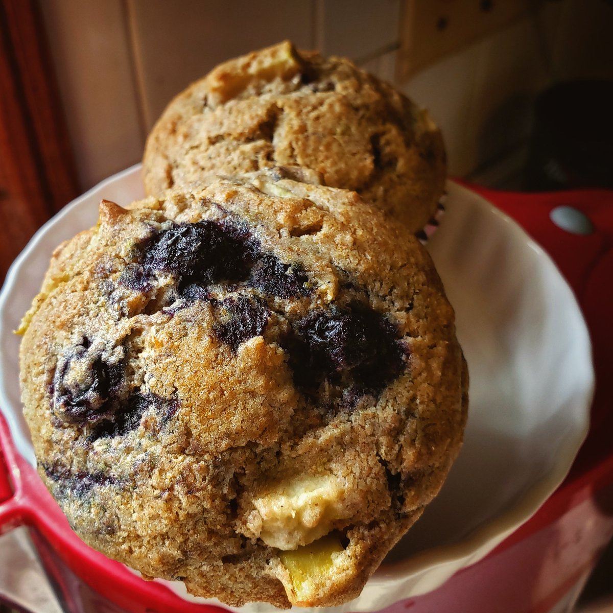 LittleLadyCooks's tweet image. So very pleased w/ these 100% Whole Wheat Apple Blueberry Muffins recipe test. I'll test again soon and then add recipe to the muffin podcast episode post 🙏

I haven't been cooking as much as I wish due to health reasons, but this one was worthy 🖤